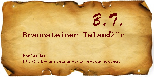 Braunsteiner Talamér névjegykártya